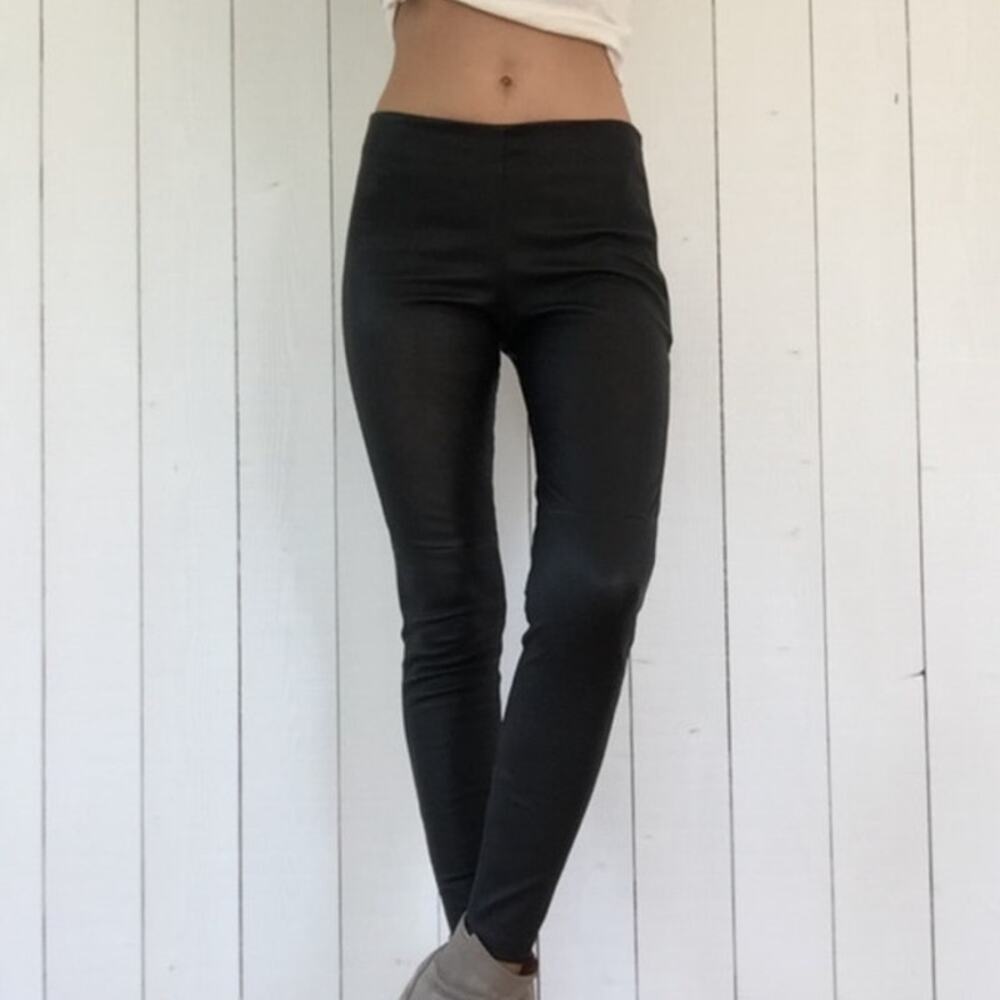Victoria Beckham Black Leather Zip Pants Leggings‎ Size 27